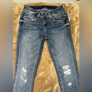 Silver Jeans Blue Skinny Distressed Denim